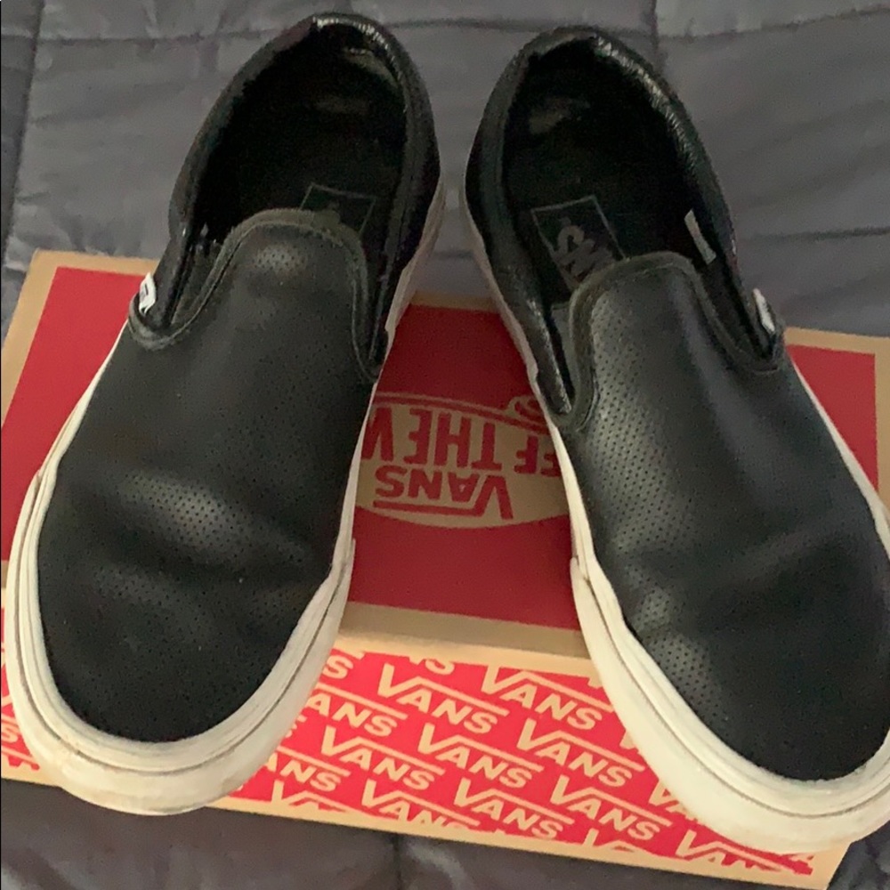 Black leather Vans